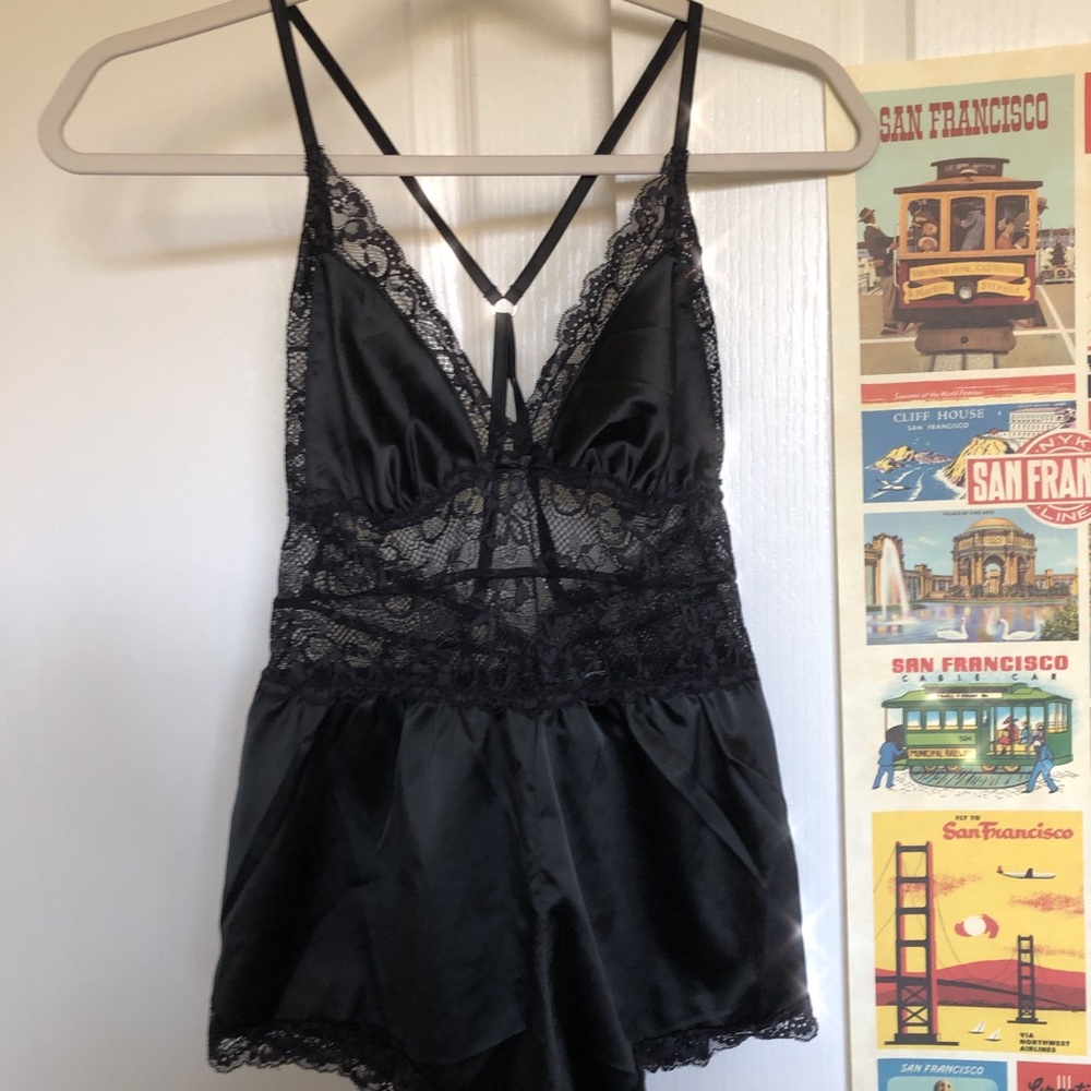 Lace and satin romper